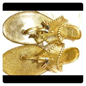 Jack Rogers Jelly Tasseled Gold Glitter Sandals